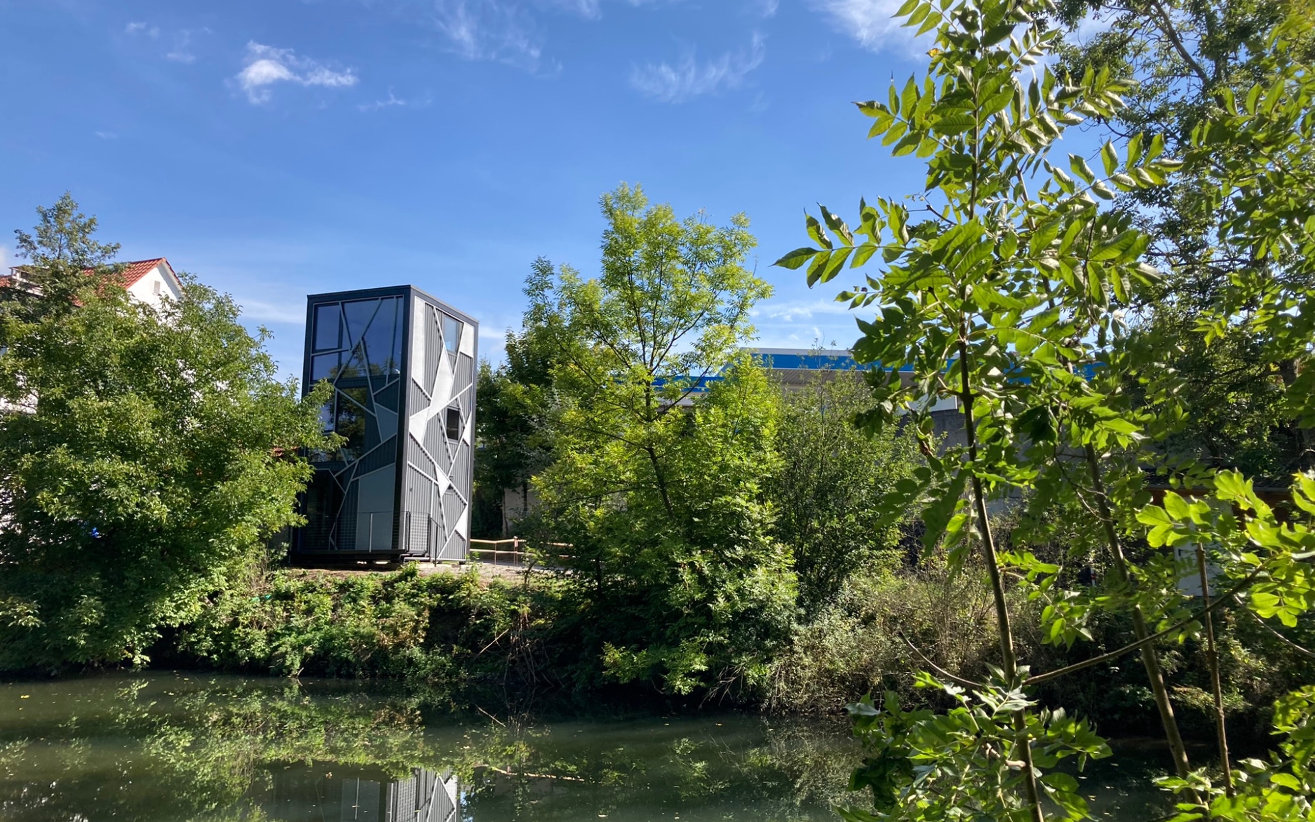 DQTower on the green banks of the Neckar in Rottweil