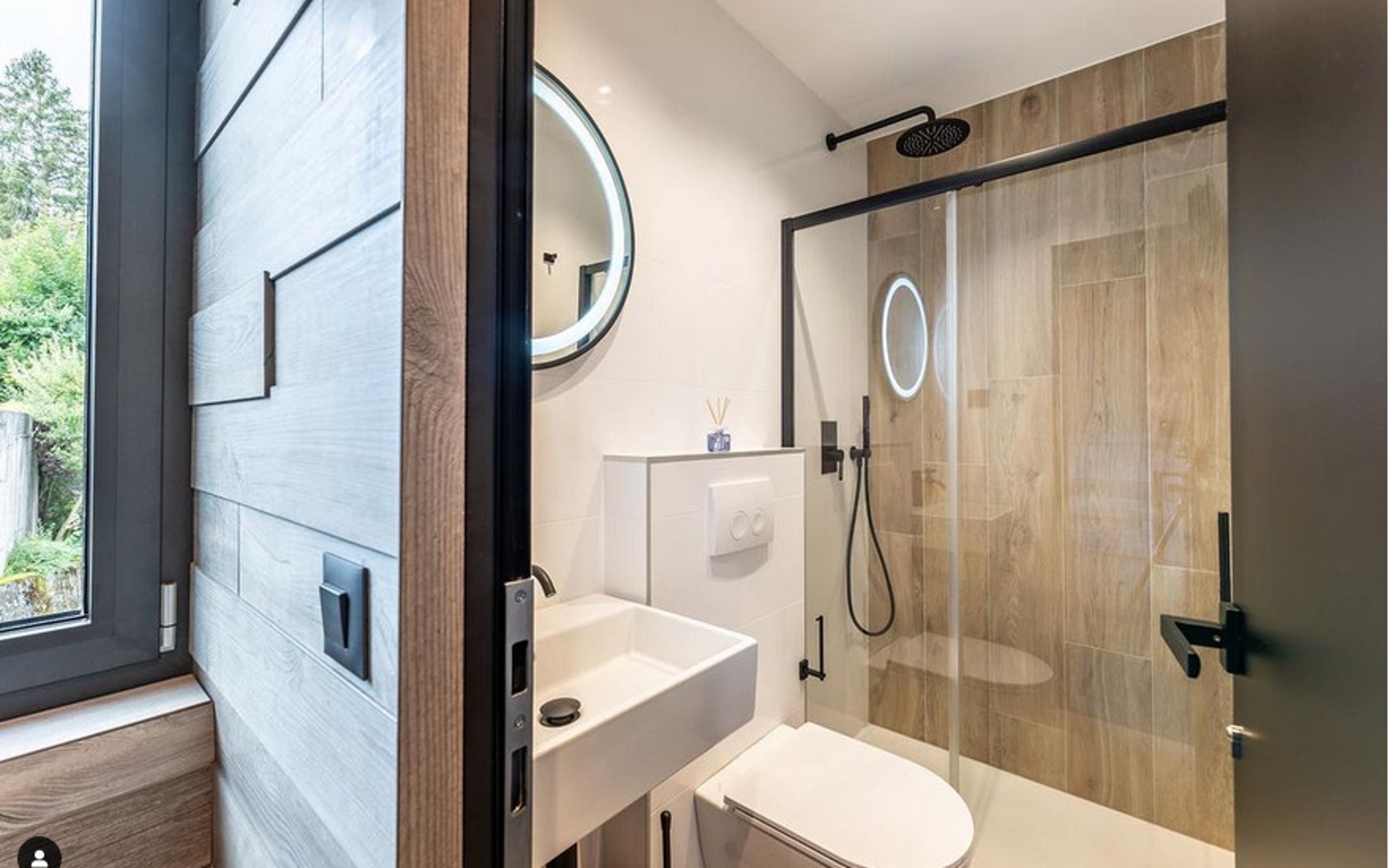 Modern bathroom inside the DQTower in Rottweil