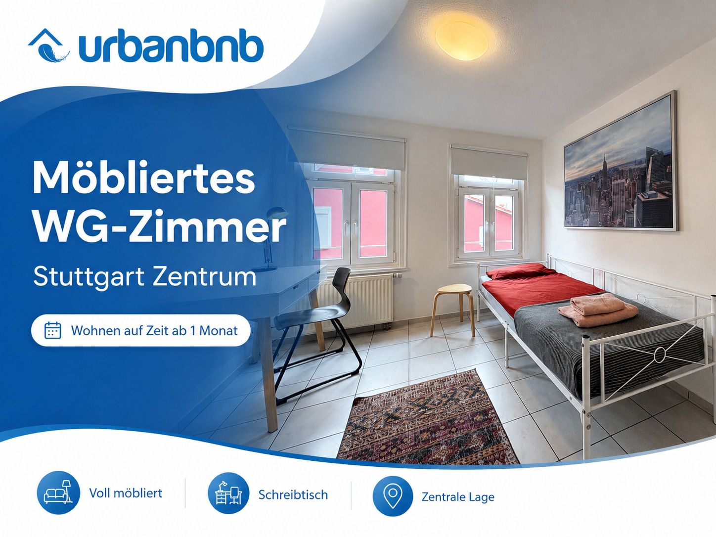 Möbliertes WG-Zimmer auf Zeit in Stuttgart für internationale Mitarbeiter