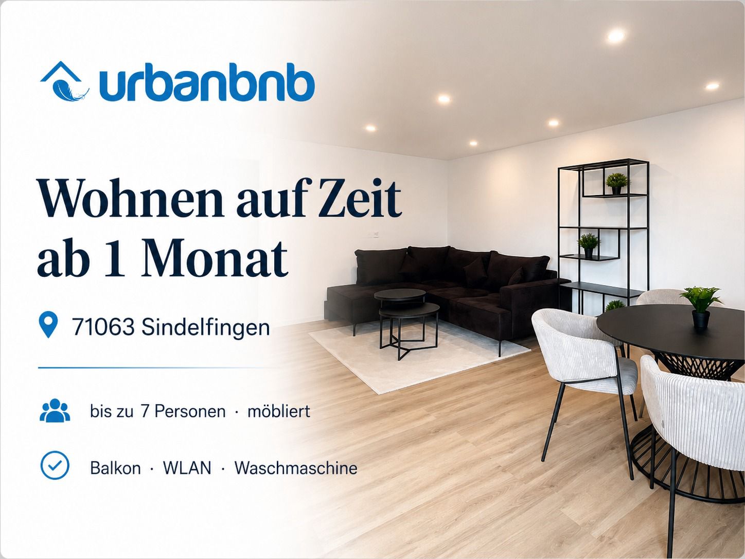 Möblierte Wohnung in Sindelfingen mit Balkon für Wohnen auf Zeit