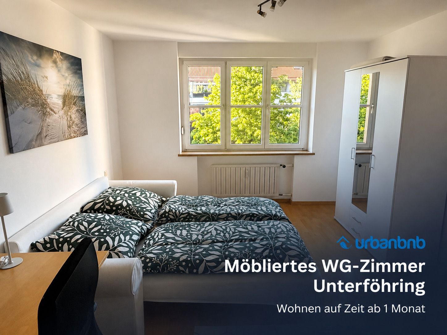 Zimmer 1 möbliertes WG-Zimmer in Unterföhring für Wohnen auf Zeit ab 1 Monat