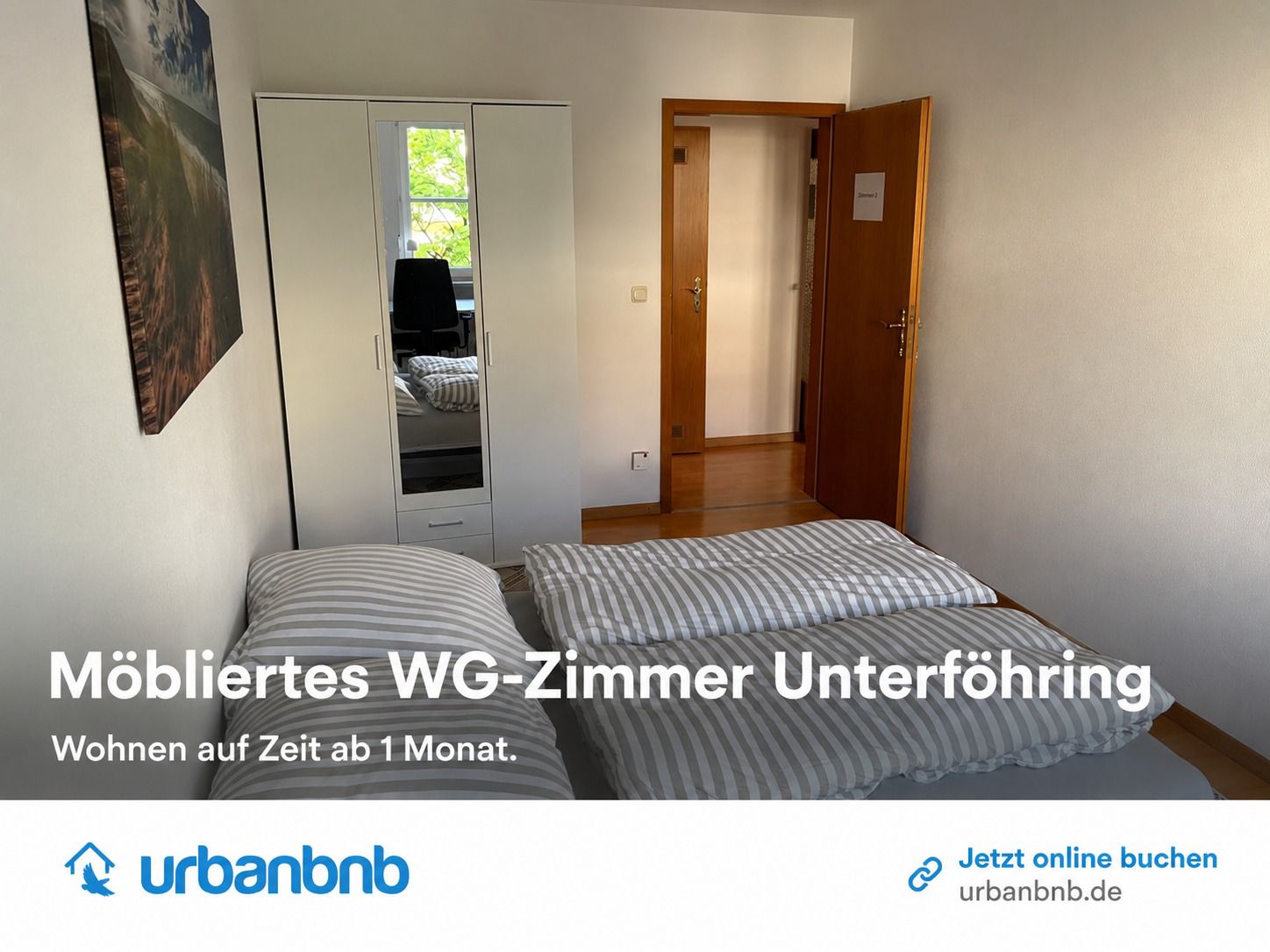 Zimmer 2 möbliertes Zimmer in Unterföhring nahe München für Zeitwohnen