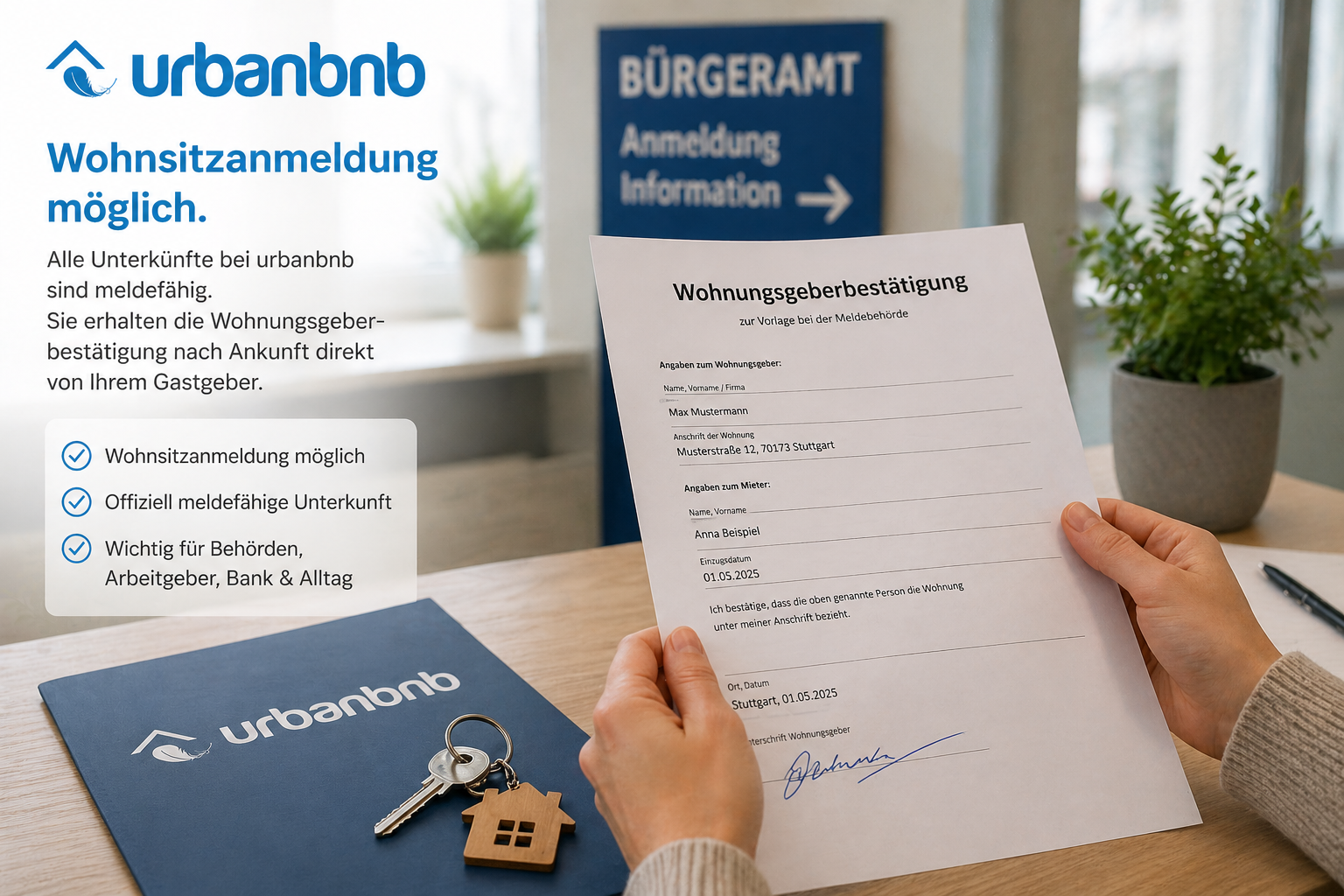 Wohnsitzanmeldung bei urbanbnb möglich