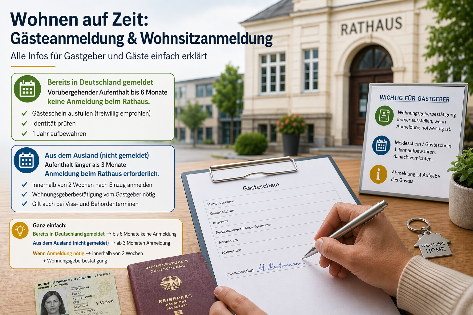 Gästeanmeldung und Wohnsitzanmeldung in Deutschland bei Wohnen auf Zeit