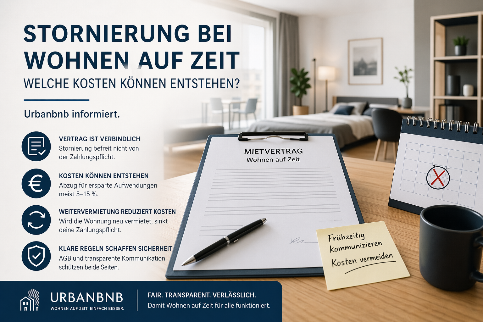 Stornierung bei Wohnen auf Zeit und mögliche Kosten bei einem Zeitmietvertrag