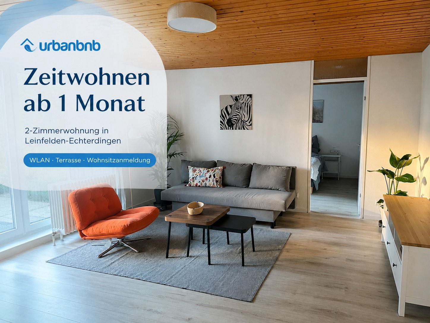 Möblierte 2-Zimmer-Gartenwohnung in Leinfelden-Echterdingen für Wohnen auf Zeit